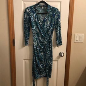 Maggie London Patterned Wrap Dress, Size 6